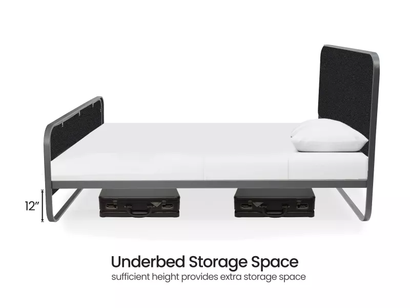 Chloe Queen Size Bed in Black Color with 6 Inches Mattress